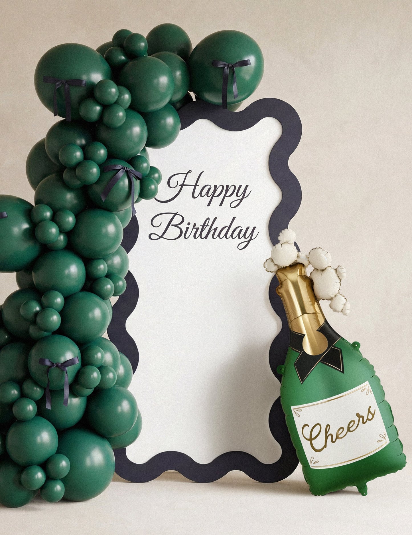 Ballon aluminium bouteille de champagne vert foncé 34 x 93 cm