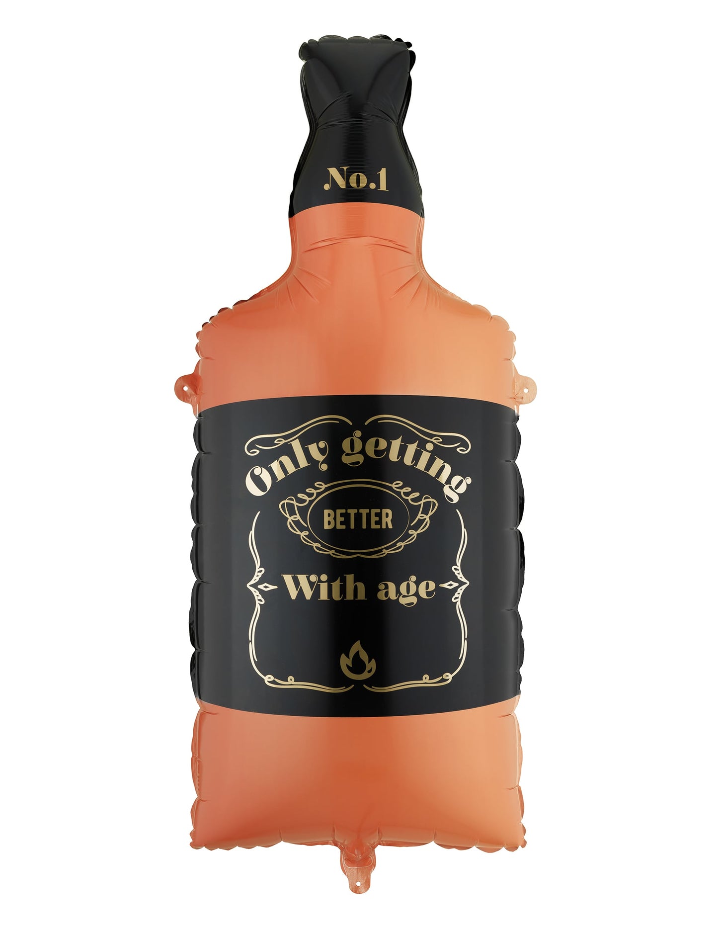 Ballon aluminium bouteille de whisky orange et noir 34 x 86 cm