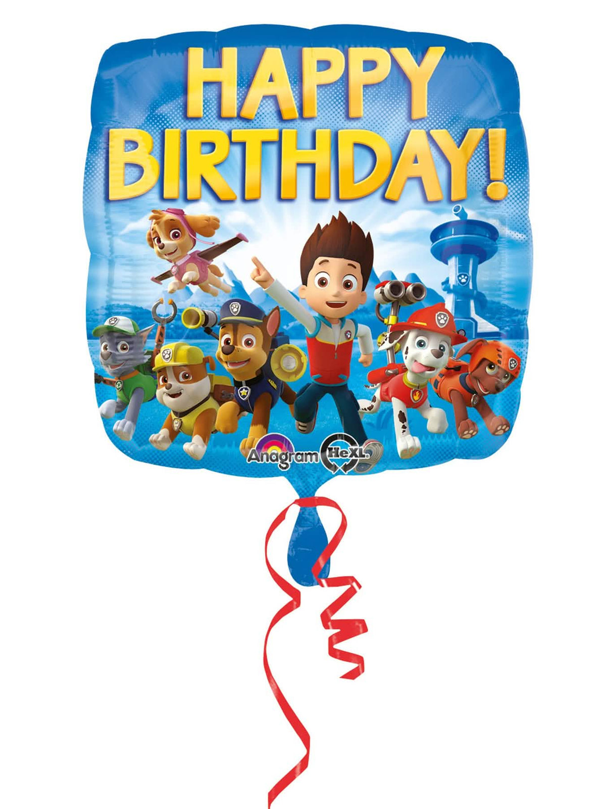 Aluminium ballon Happy Birthday Pat'Patrouille voor kinderen blauw