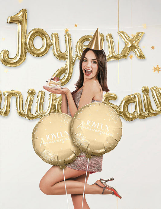 Metallic Joyeux Anniversaire ballon