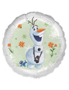 Aluminium ballon Olaf Frozen voor kinderen wit en groen met bloemmotieven