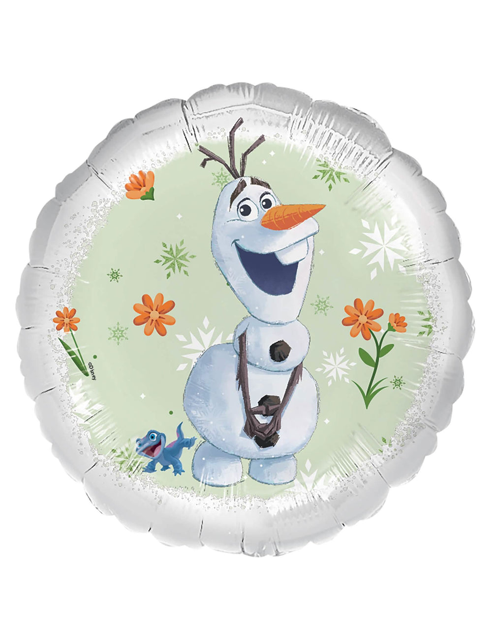 Aluminium ballon Olaf Frozen voor kinderen wit en groen met bloemmotieven