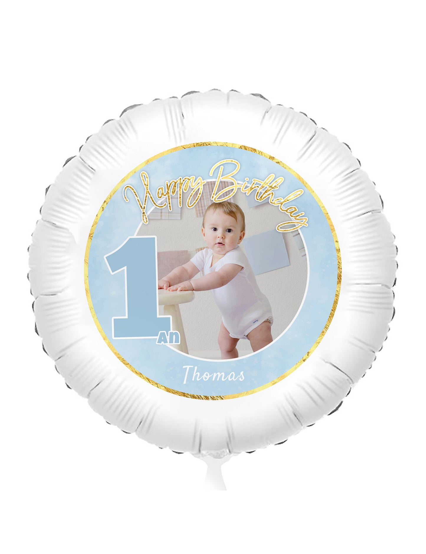 Ballon aluminium personnalisable 1 an bleu et or 50 cm