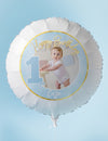 Ballon aluminium personnalisable 1 an bleu et or 50 cm