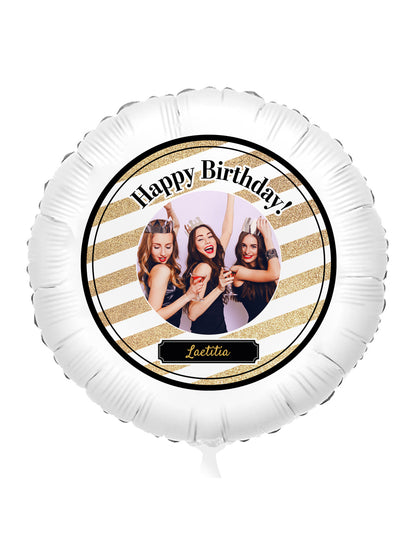 Ballon aluminium personnalisable Noir et or 50 cm