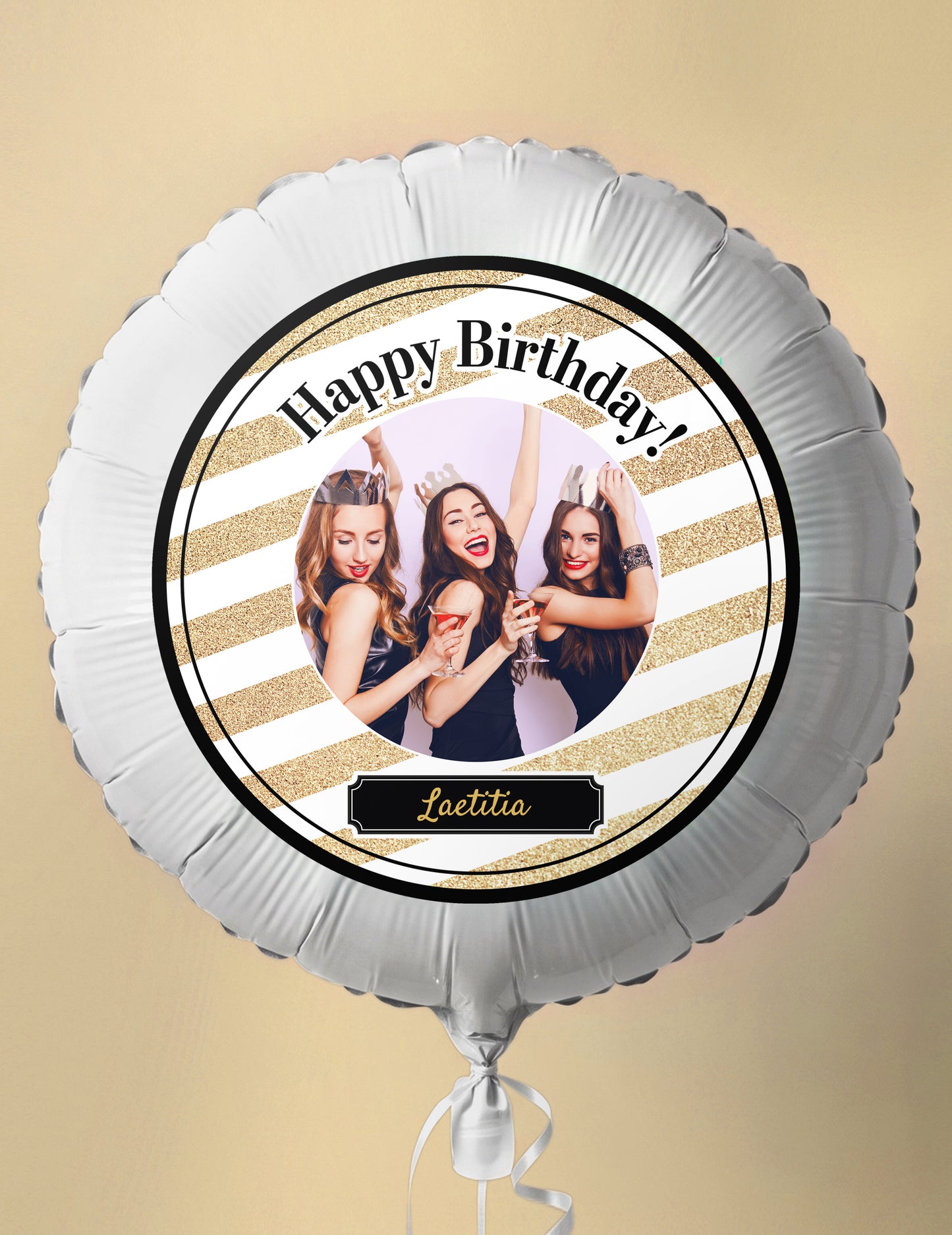 Ballon aluminium personnalisable Noir et or 50 cm