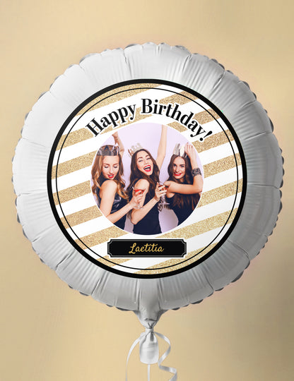 Ballon aluminium personnalisable Noir et or 50 cm