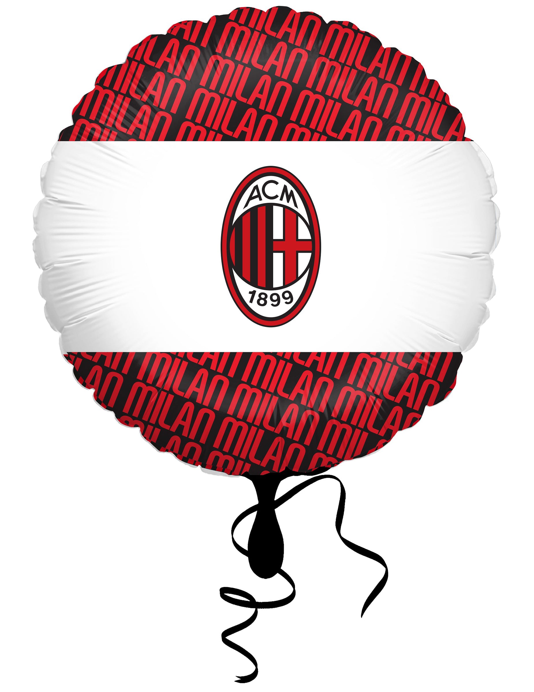 Ballon aluminium rond AC Milan rouge noir et blanc