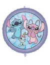 Ballon aluminium rond Angel et Stitch pour enfant bleu et violet avec Scrump