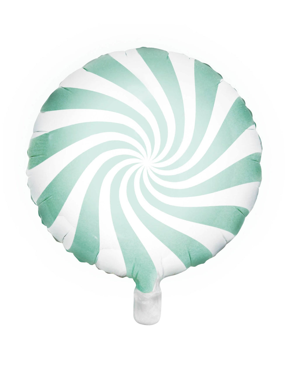Ballon aluminium sucette pour fête menthe et blanc à spirales