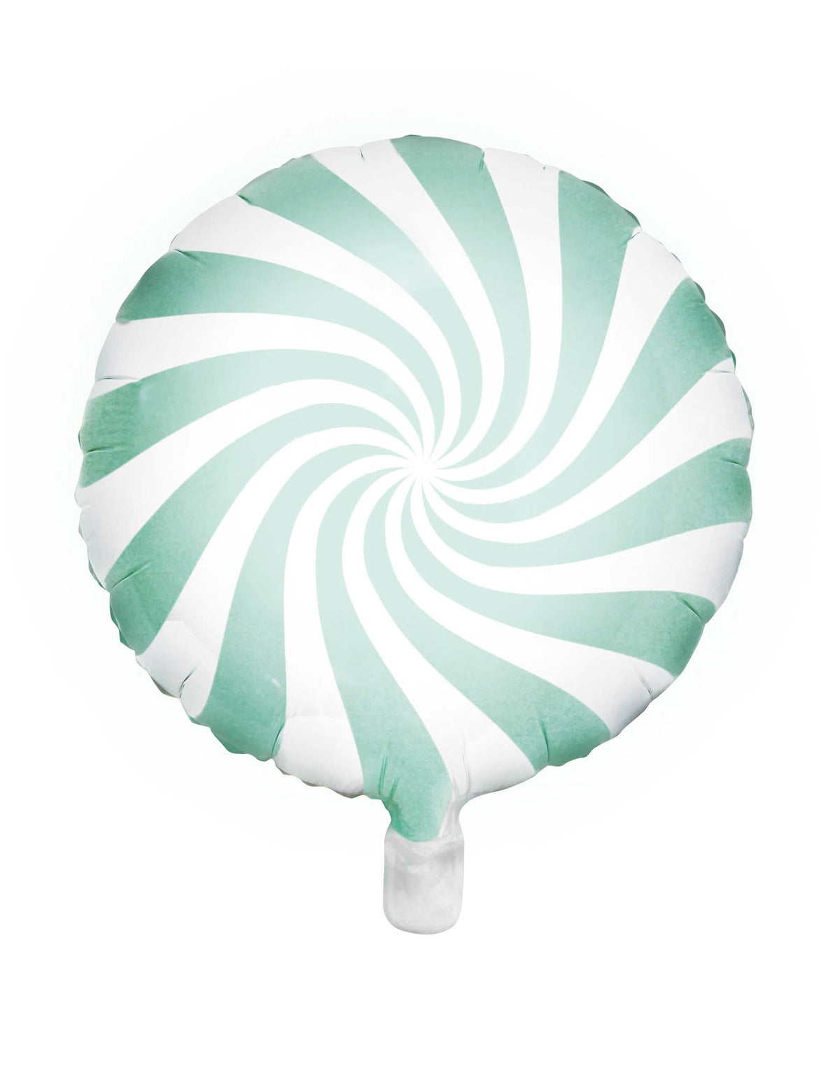 Ballon aluminium sucette pour fête menthe et blanc à spirales