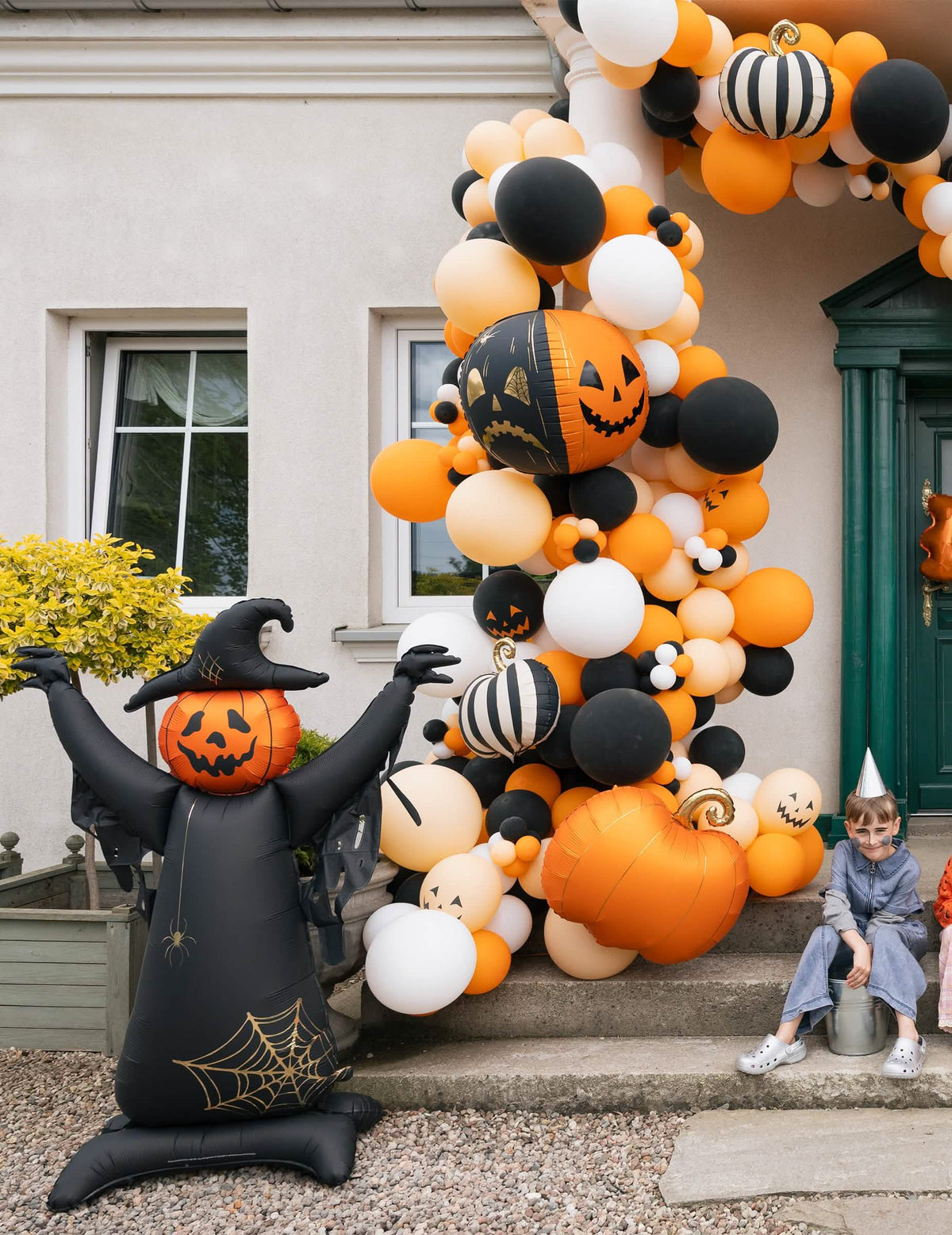 XXL staande aluminium ballon Vogelverschrikker zwart 152 cm
