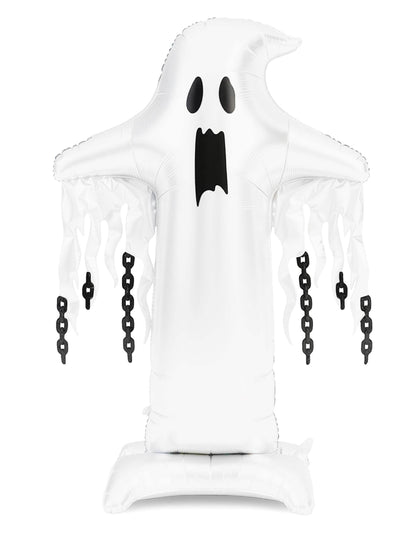 XXL staande aluminium ballon Spook wit 109 x 165 cm