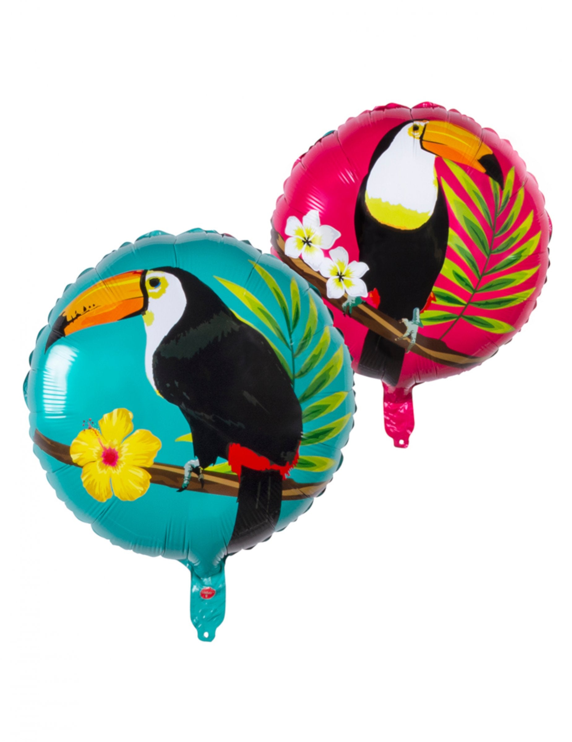 Ballon aluminium toucan pour fête bleu et fuschia