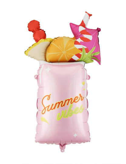 Folieballon roze cocktailglas 47 x 79 cm