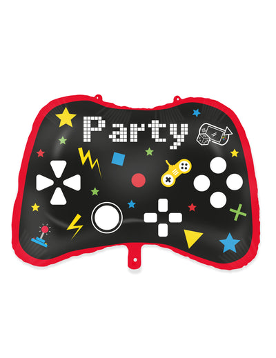 Ballon en aluminium Gaming Party pour fête noir et rouge en forme de manette de jeu