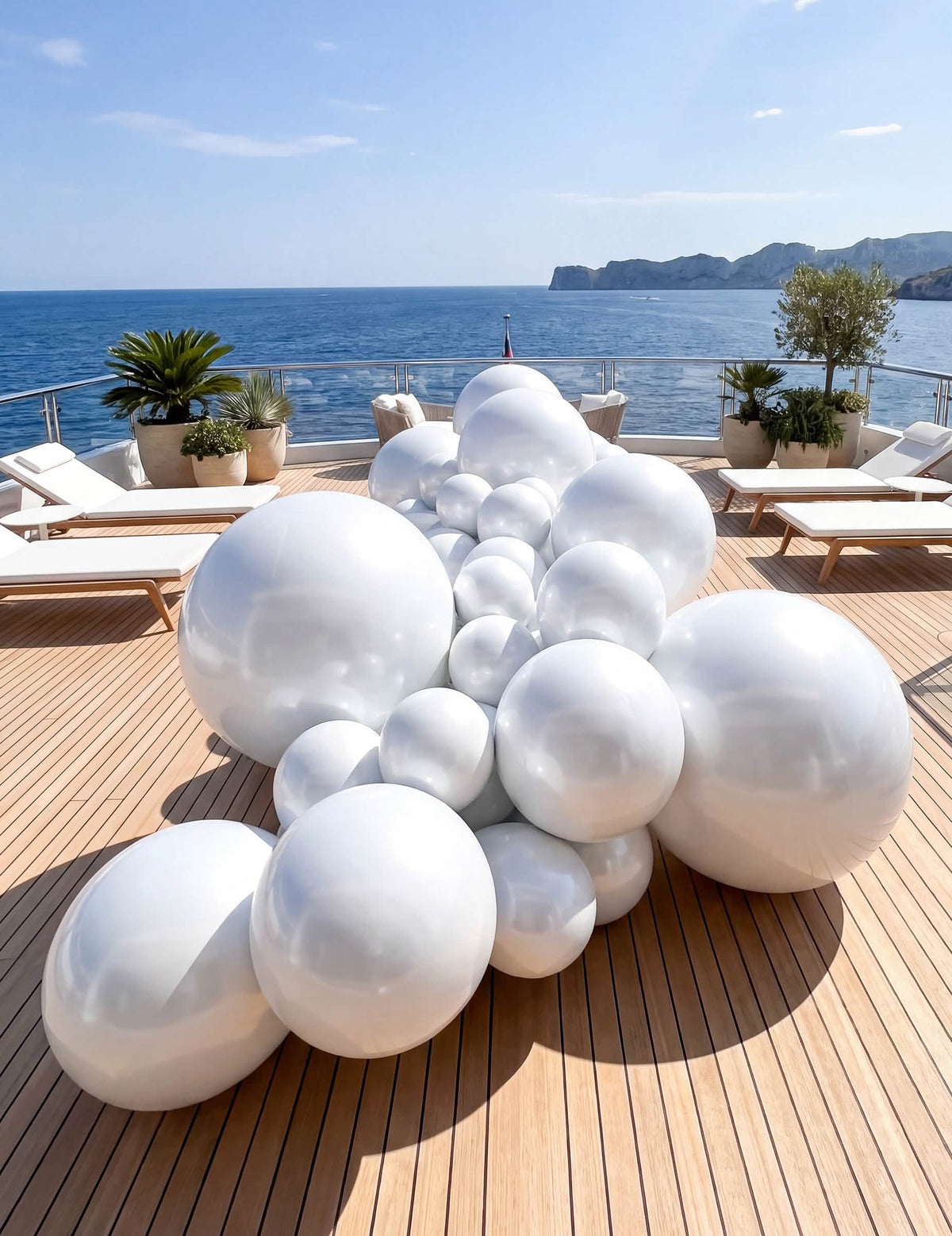 Ballon géant boule miroir blanc 1m