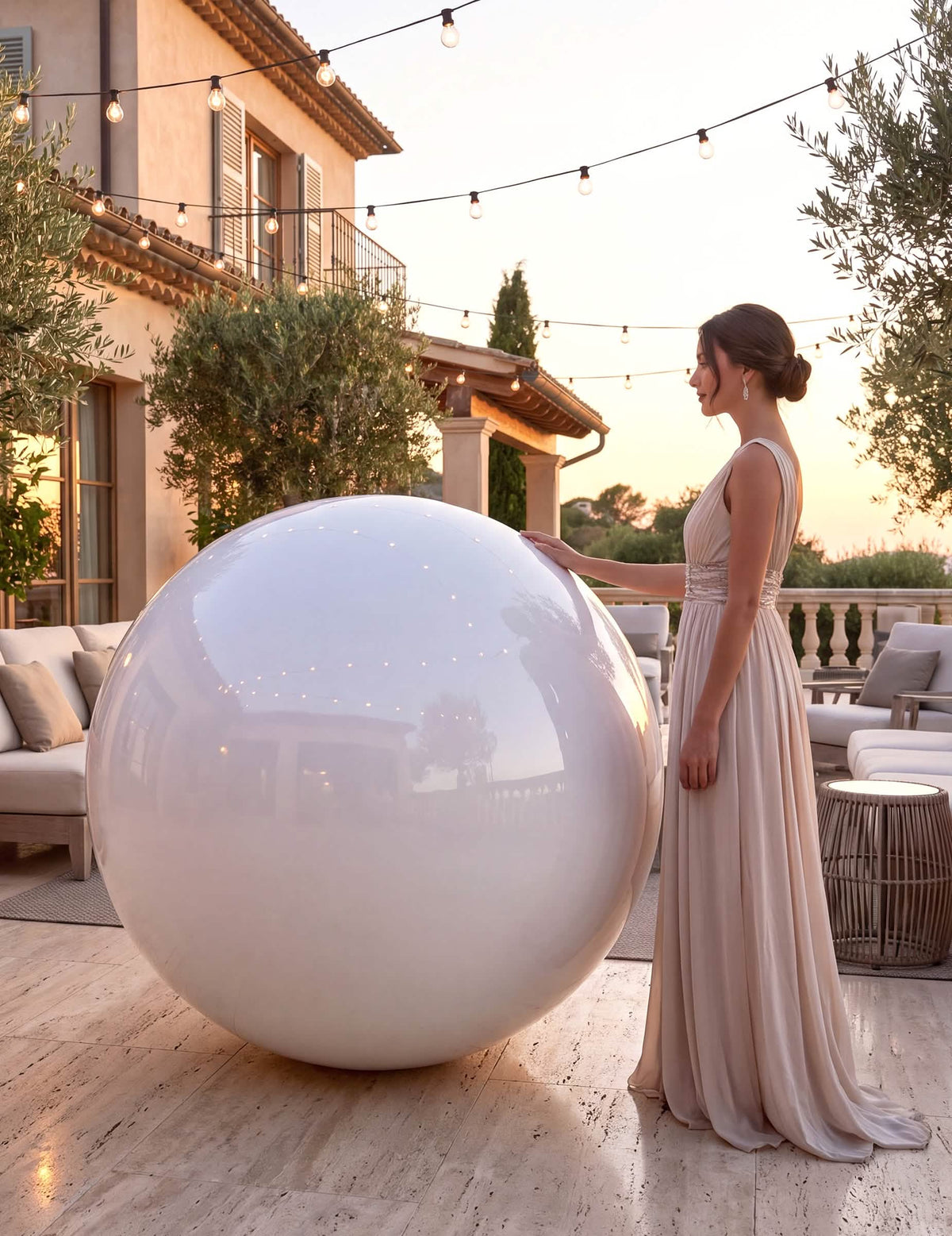 Ballon géant boule miroir blanc 1m