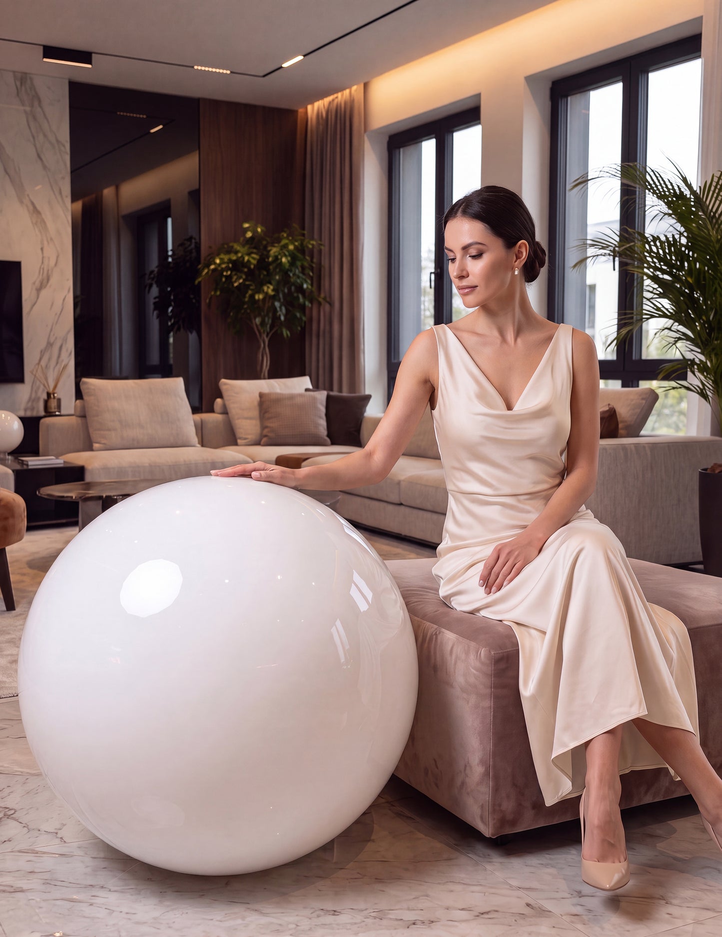 Gigantische witte spiegelbol ballon 80 cm