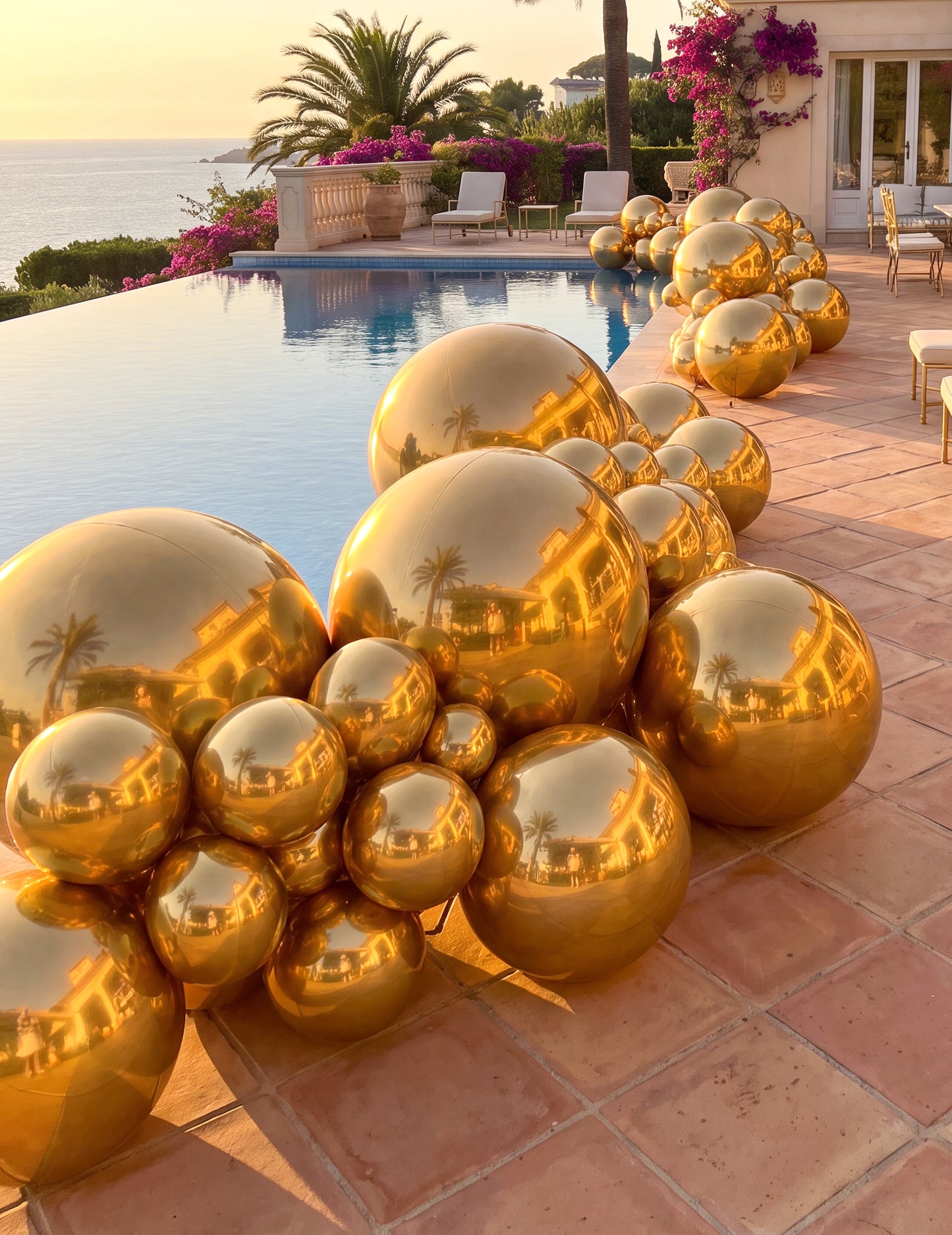 Reuzenballon gouden spiegelbol 200 cm