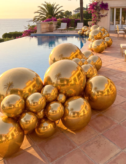 Reuzenballon gouden spiegelbol 200 cm