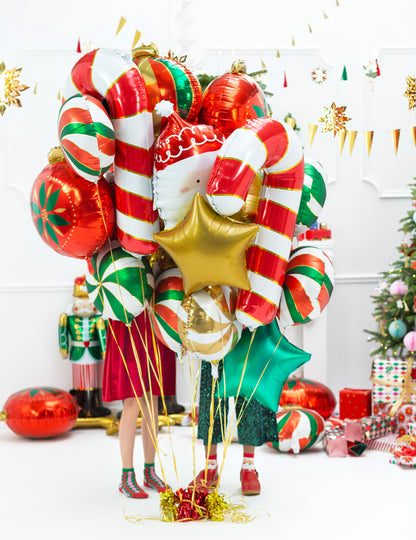 Bouquet de ballons de fête du ballon géant en aluminium sucre d'orge pour décoration Noël rouge et blanc