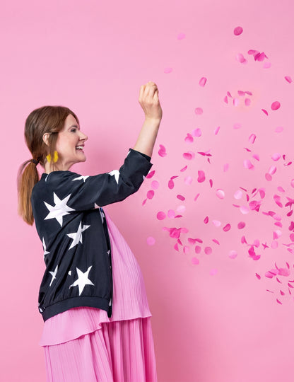 Reuzenlatexballon boy or girl roze confetti 1 m voor babyborrel