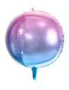 Roze en blauwe verloop aluminium bolvormige ballon 35 cm, met helium opblaasbaar