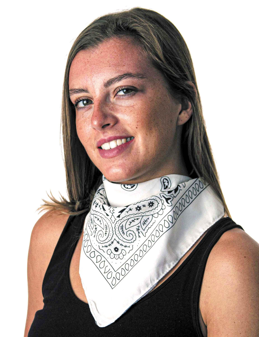 witte bandana voor volwassenen met zwarte paisleymotieven