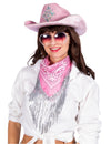Roze bandana met franjes en pailletten voor volwassenen
