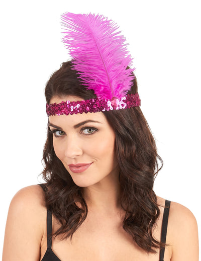 Fuchsia roze charleston hoofdband voor vrouwen