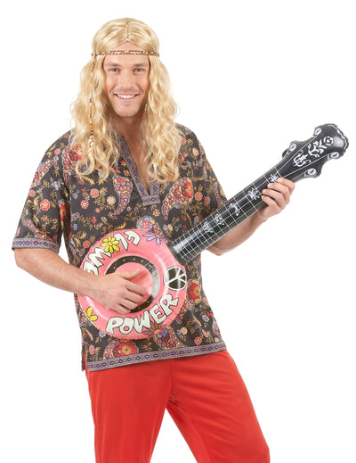 Opblaasbare hippie banjo roze