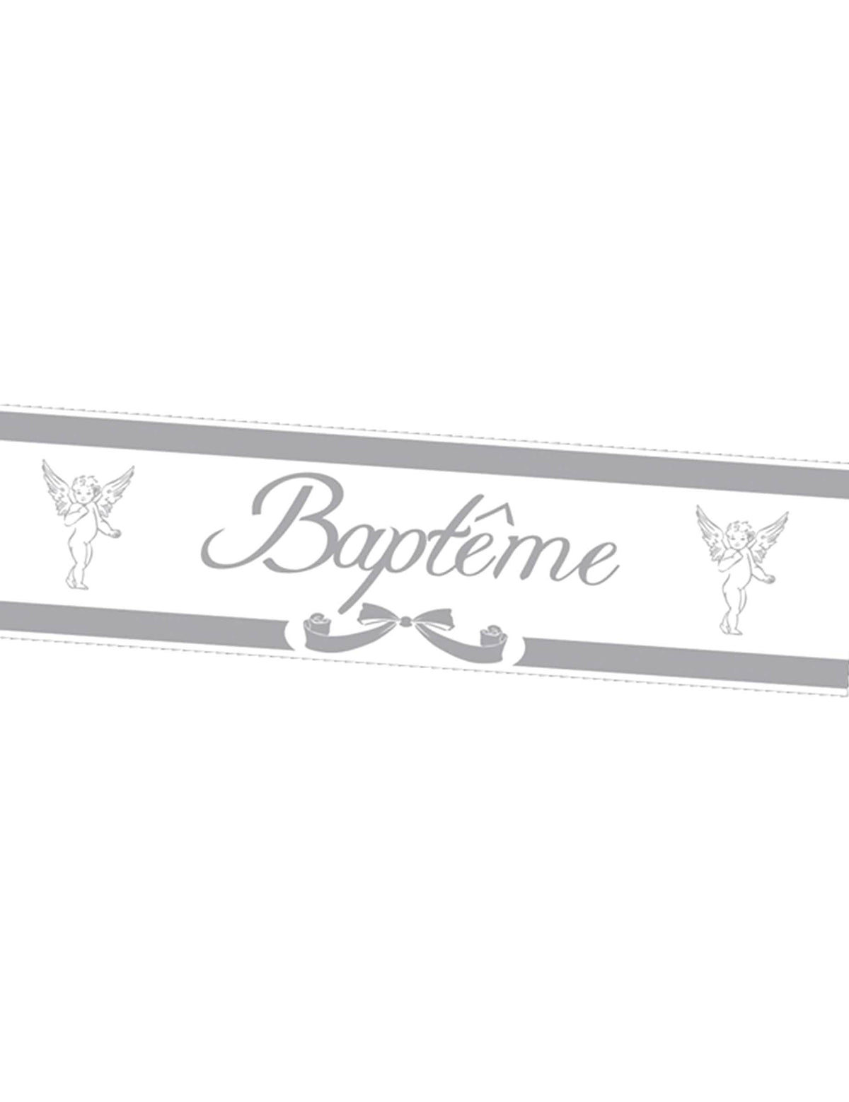 Bannière baptême argentée avec anges 2.44m