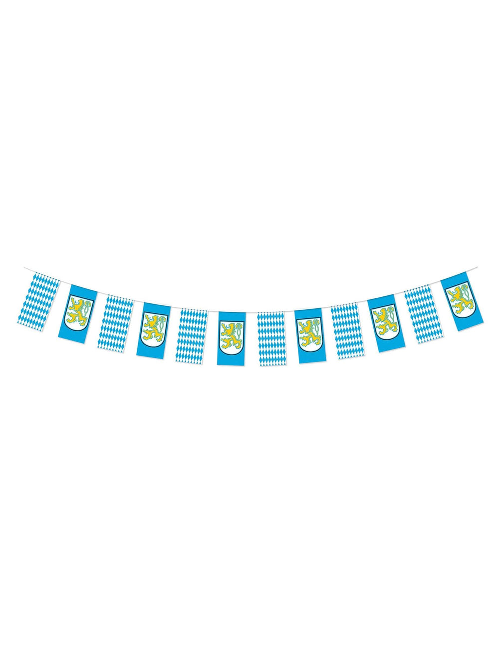 Bannière fête de la bière bleue et blanche à losanges avec écussons de lion jaunes