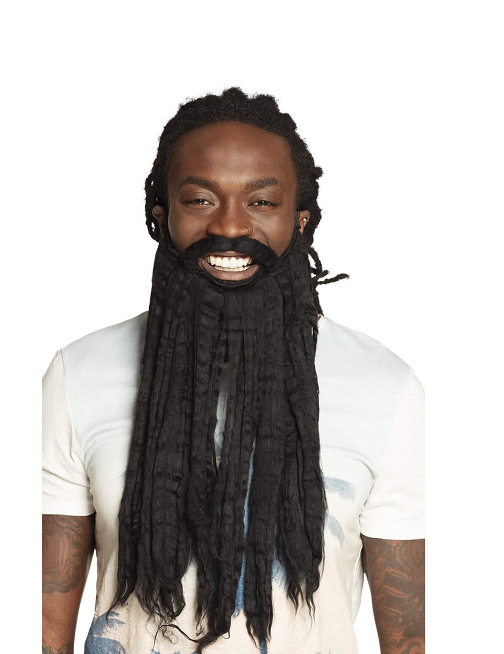 Zwarte rastamanbaard voor volwassenen met lange dreadlocks