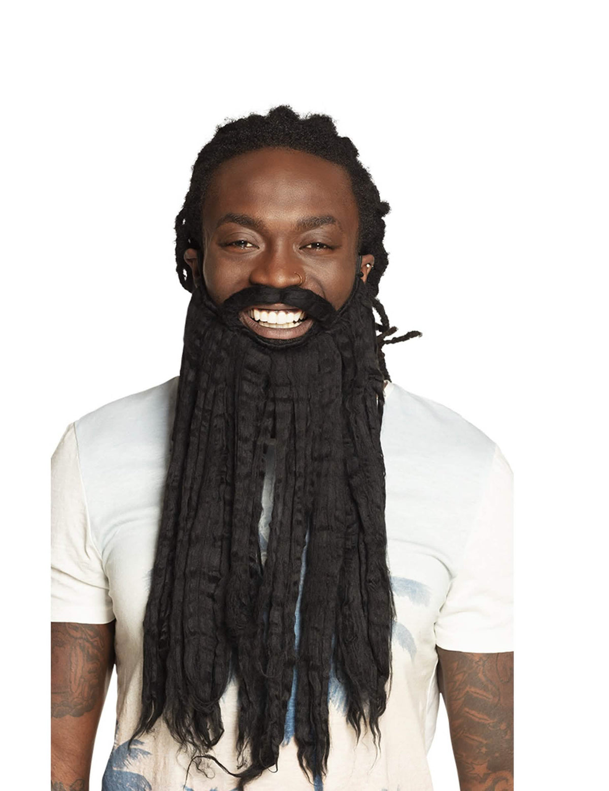Zwarte rastamanbaard voor volwassenen met lange dreadlocks