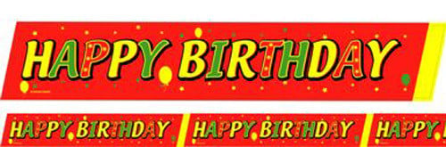 Ruban de signalisation Happy Birthday pour anniversaire rouge jaune et vert