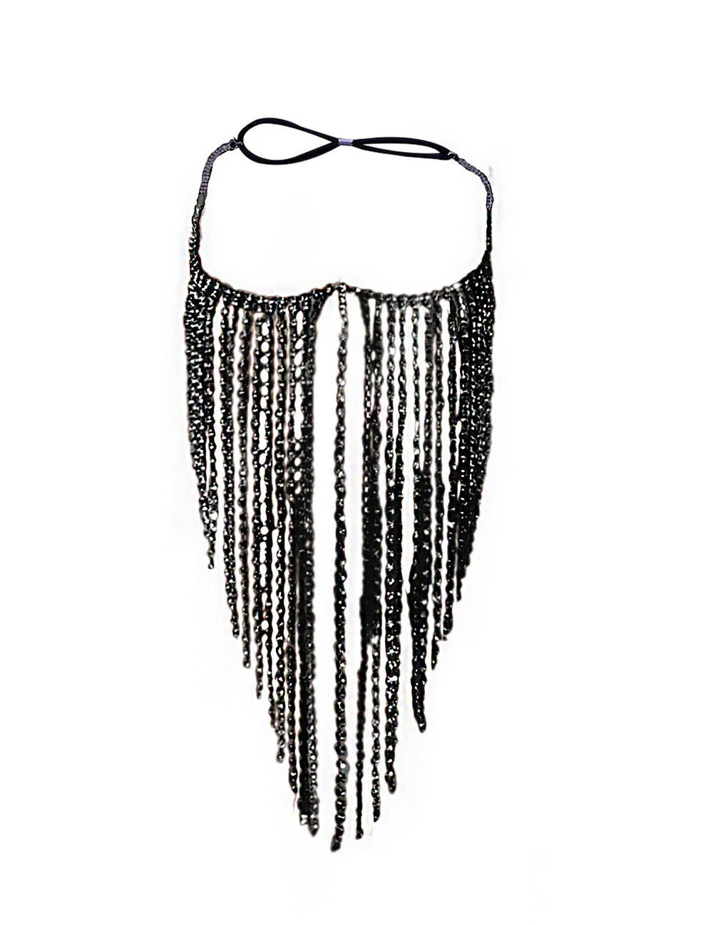 Vue à plat du bijoux de visage à franges pour adulte