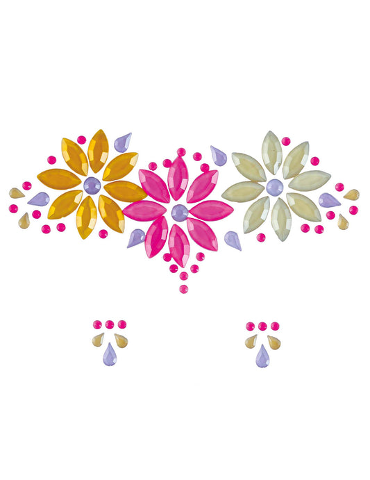 Zelfklevende gezichtssieraden kleurrijke bloemen