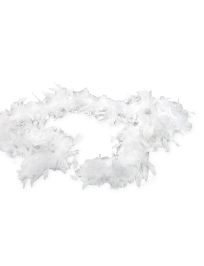 Vue d'ensemble posée à plat du boa en plumes blanc pour femme