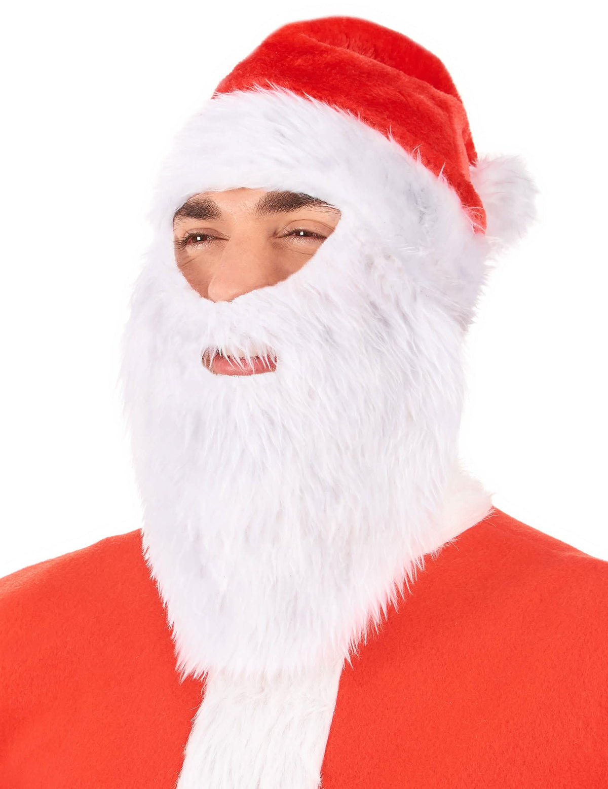 Muts met kerstmanbaard voor volwassenen rood en wit
