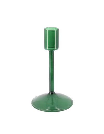 Bougeoir Élégance en verre vert foncé 15 cm