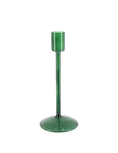 Bougeoir Élégance en verre vert foncé 20 cm
