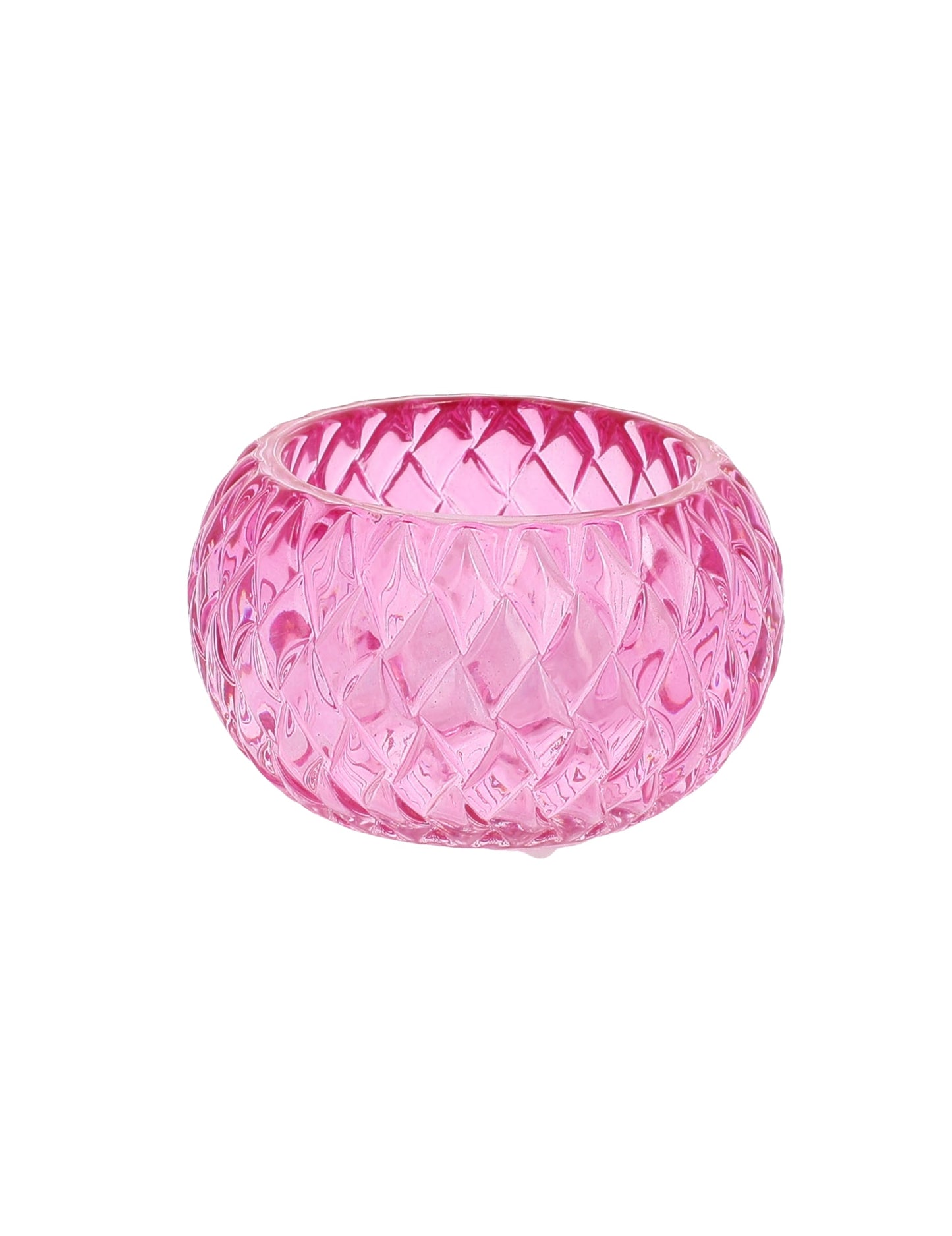 Bougeoir en cristal rose 7.5 x 4 cm