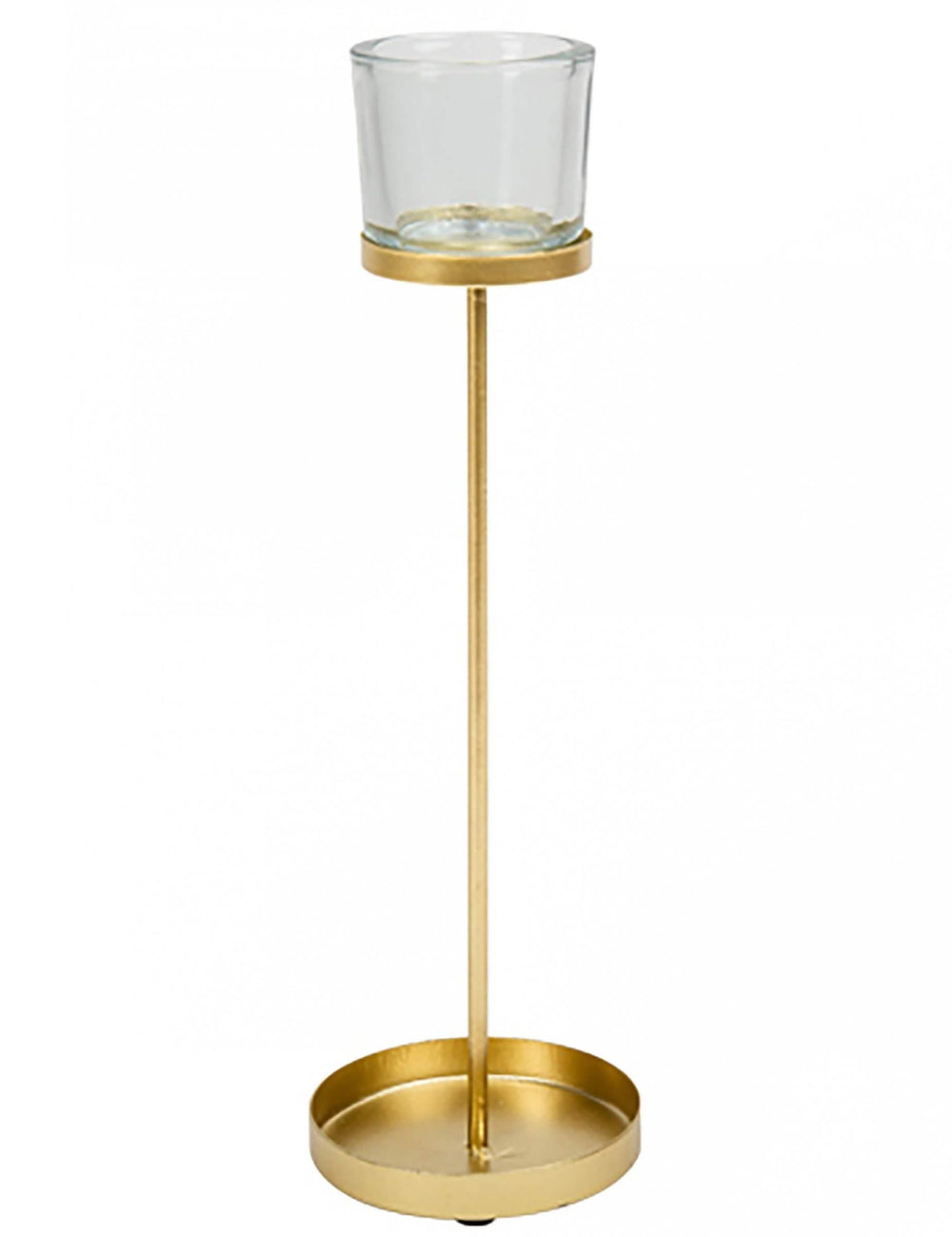Bougeoir sur pied mariage et noël pour décoration métal or avec support en verre