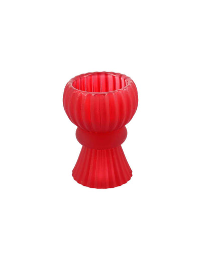 Bougeoir en verre rouge 5 x 8,5 cm