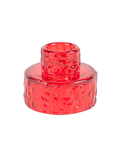 Bougeoir en verre rouge 6,5 x 5,3 cm