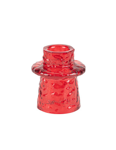 Bougeoir en verre rouge 6 x 7 cm