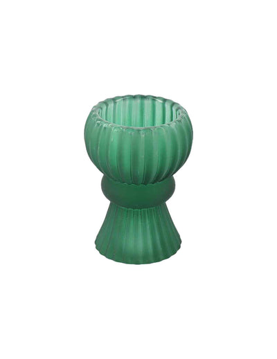Bougeoir en verre vert foncé 5 x 8,5 cm