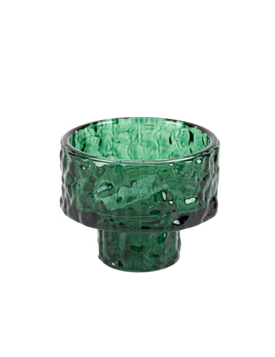 Bougeoir en verre vert foncé 6,5 x 5,3 cm